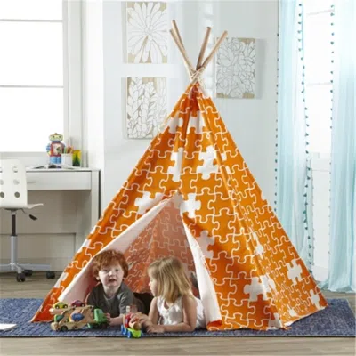 MERRY PRODUCTS CHILDRENS PUZZLE TEEPEE PLAY TENT ORANGE