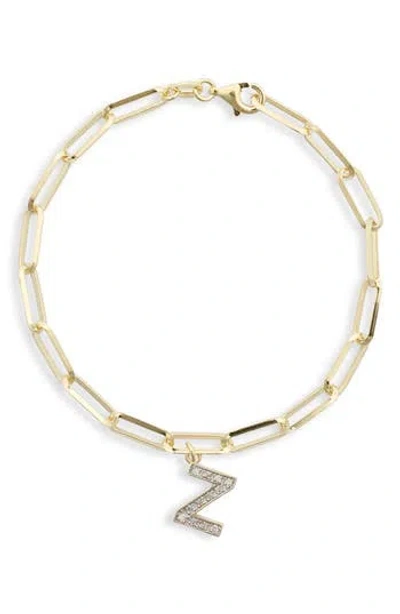 MESHMERISE MESHMERISE DIAMOND INITIAL CHARM BRACELET