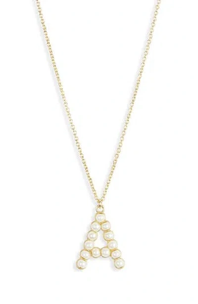 MESHMERISE MESHMERISE IMITATION PEARL INITIAL PENDANT NECKLACE