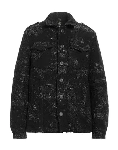 MESSAGERIE MESSAGERIE MAN JACKET BLACK SIZE 42 WOOL, HEMP, ACRYLIC, POLYESTER, VIRGIN WOOL