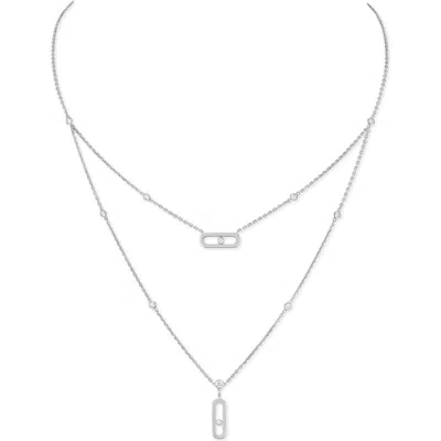MESSIKA MESSIKA MOVE UNO DIAMOND PENDANT DOUBLE LAYER NECKLACE