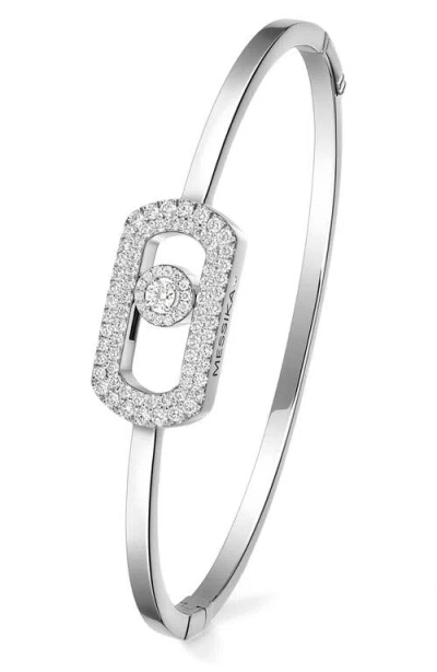 MESSIKA MESSIKA SO MOVE DIAMOND PAVÉ 18K WHITE GOLD BANGLE BRACELET