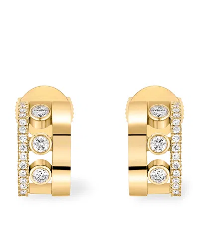 MESSIKA YELLOW GOLD AND DIAMOND MOVE RAMONE HOOP EARRINGS