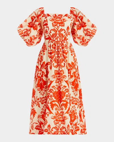 MESTIZA NEW YORK DELPHINE SMOCKED FLORAL-PRINT MIDI DRESS