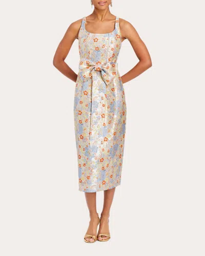 MESTIZA WOMEN'S AUDREY BOW-EMBELLISHED METALLIC JACQUARD MIDI DRESS