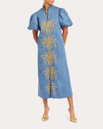 MESTIZA WOMEN'S ELLIANA EMBROIDERED COTTON POPLIN MIDI DRESS