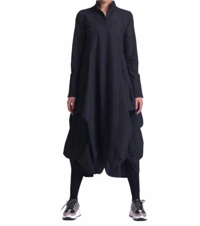 METAMORFOSI ASYMMETRIC COLLAR MAXI SHIRT DRESS IN BLACK