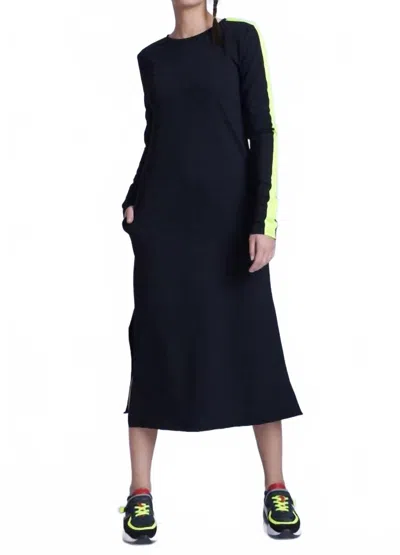 METAMORFOSI LONG SLEEVE CASUAL DRESS WITH NEON DETAILS IN BLACK