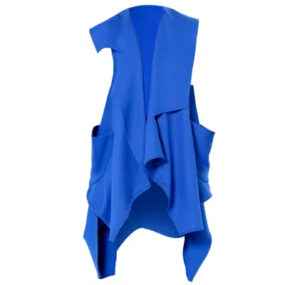 METAMORPHOZA WOMEN'S ASYMMETRIC LONG VEST IN ROYAL BLUE