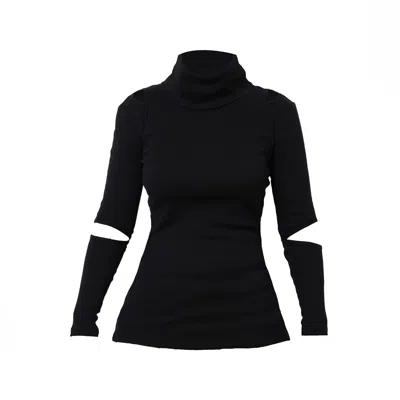 METAMORPHOZA WOMEN'S BLACK TURTLE NECK CASUAL TOP