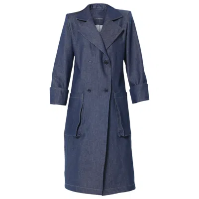 METAMORPHOZA WOMEN'S LONG DENIM BLAZER IN BLUE