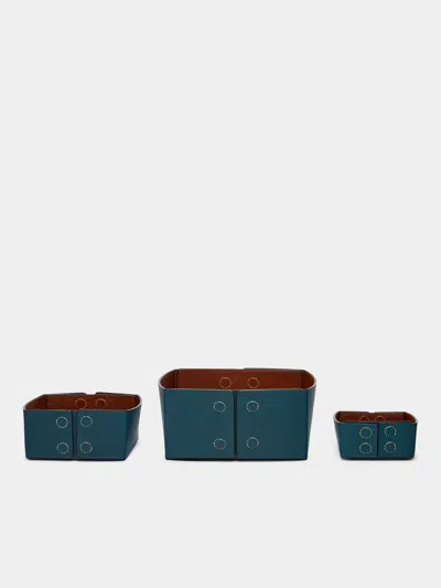 METIER LEATHER REVERSIBLE COLLAPSIBLE BOXES (SET OF 3)