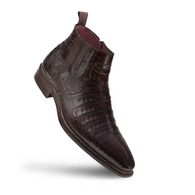 MEZLAN MEZLAN DRESS BOOTS SHOES GENUINE CROCODILE LEATHER ZIP SLIP BLACKMORE BROWN