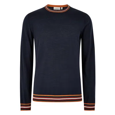 MG RIVERS MEN'S BLUE EXTRAFINE MERINO THE CREW NAVY