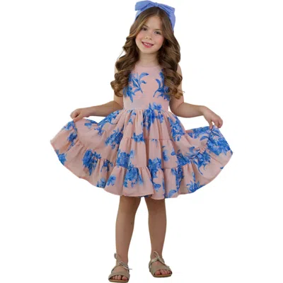 MIA BELLE GIRLS MIA BELLE GIRLS GIRLS BOHO BLOSSOM FLORAL PRINT TANK TIERED DRESS