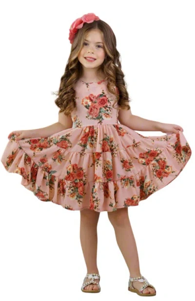 MIA BELLE GIRLS MIA BELLE GIRLS GIRLS BOHO BLOSSOM TANK TIERED DRESS