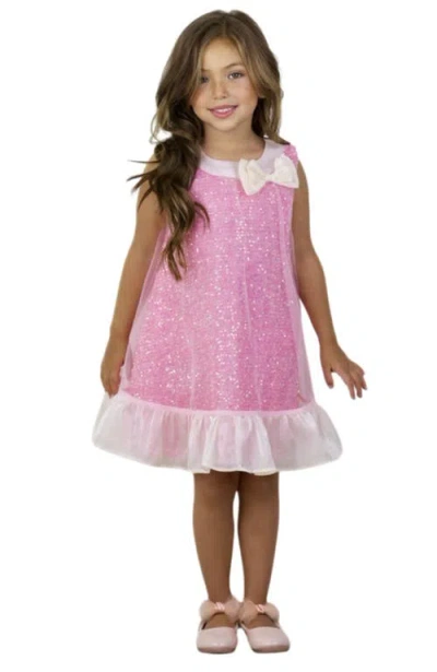 MIA BELLE GIRLS MIA BELLE GIRLS GIRLS GLITTERY  BOW SEQUIN RUFFLE DRESS