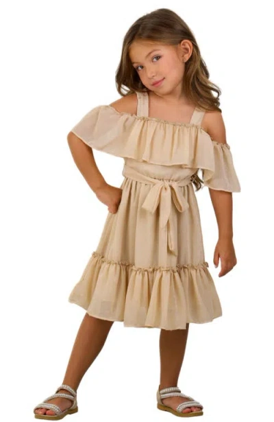 MIA BELLE GIRLS MIA BELLE GIRLS GIRLS GOLDEN SANDS RUFFLE SHOULDER SUNDRESS