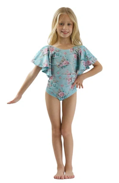 MIA BELLE GIRLS MIA BELLE GIRLS GIRLS PETAL SPLASH FLARE SLEEVE ONE PIECE SWIMSUIT