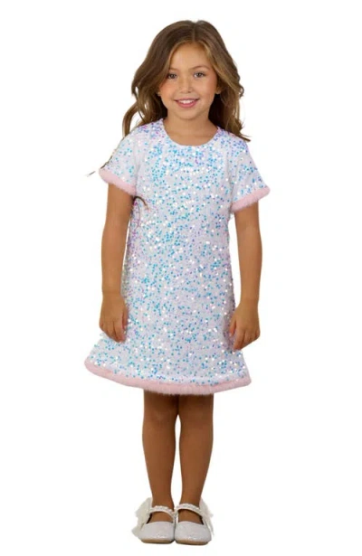 MIA BELLE GIRLS MIA BELLE GIRLS GIRLS SPARKLE & HOP SEQUINED FUR EASTER DRESS