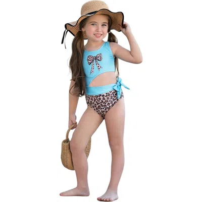 MIA BELLE GIRLS MIA BELLE GIRLS GIRLS WILD WAVES LEOPARD ONE-PIECE BOW SWIMSUIT