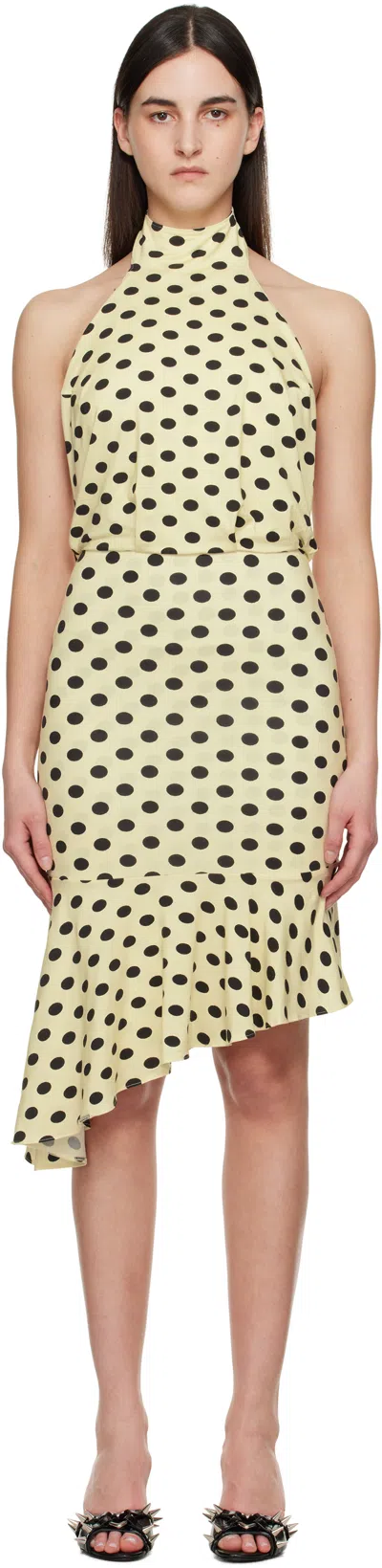 MIAOU YELLOW & BLACK KARINA MIDI DRESS