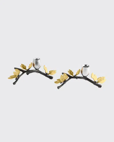 MICHAEL ARAM BUTTERFLY GINKGO CANDLEHOLDERS LOW S/2