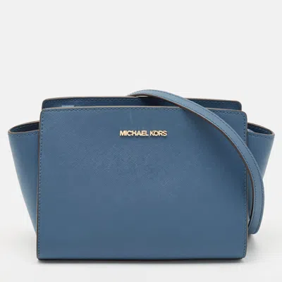 MICHAEL KORS BLUE LEATHER SMALL SELMA CROSSBODY BAG