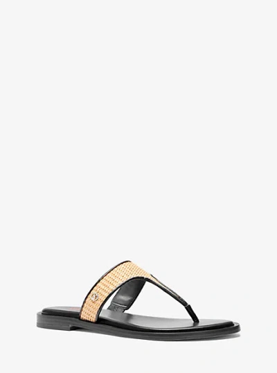 MICHAEL KORS CARSON STRAW T-STRAP SANDAL