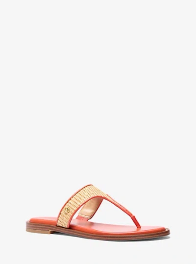 MICHAEL KORS CARSON STRAW T-STRAP SANDAL