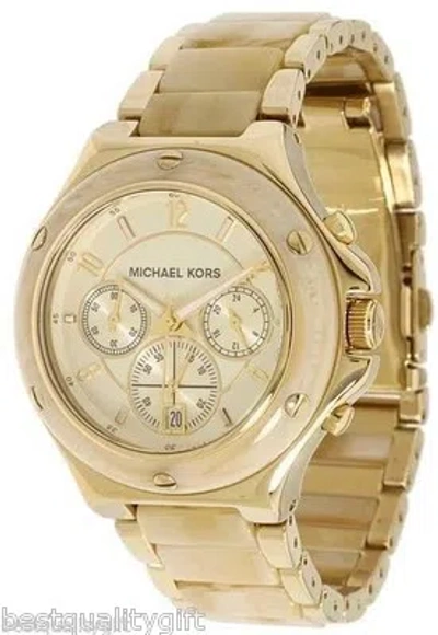 MICHAEL KORS MICHAEL KORS GOLD TONE,HORN ACRYLIC,S/STEEL,CHRONOGRAPH,DATE WATCH-MK5449