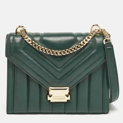 MICHAEL KORS GREEN QUILTED LEATHER MEDIUM WHITNEY SHOULDER BAG