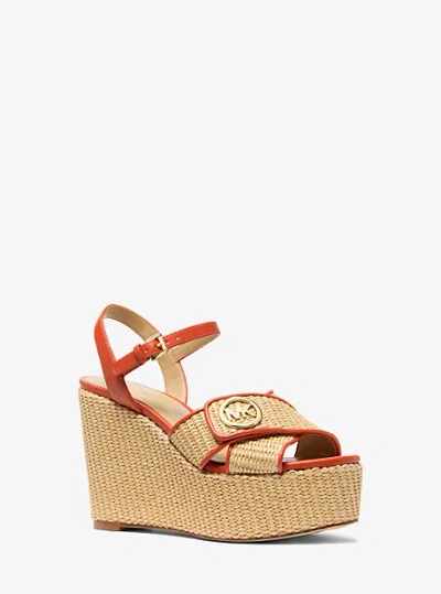 MICHAEL KORS HANNAH STRAW WEDGE SANDAL