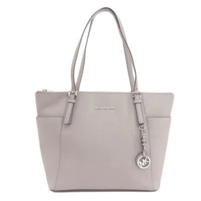 MICHAEL KORS MICHAEL KORS JET SET BEIGE LEATHER TOTE BAG (PRE-OWNED)