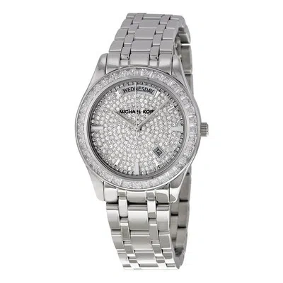 MICHAEL KORS MICHAEL KORS KILEY SILVER TONE CRYSTALS GLITZ PAVE,S/STEEL,SMALL WATCH-MK6144