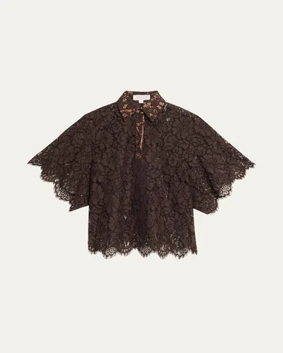 MICHAEL KORS LARGE FLORAL LACE COLLARED SHIRT