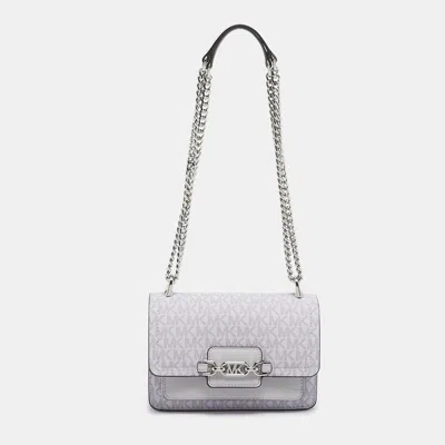 MICHAEL KORS LAVANDER SIGNATURE COATED CANVAS XS HEATHER CROSSBODY BAG