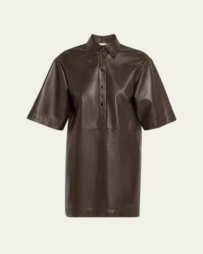 MICHAEL KORS LEATHER ELBOW SLEEVE SHORT DRESS