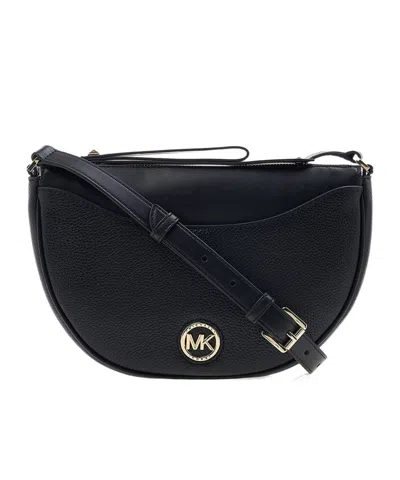 MICHAEL KORS LEATHER LOGO-PLAQUE SADDLE BAG