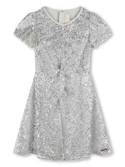 MICHAEL KORS LOGO-PLAQUE SEQUIN-EMBELLISHED DRESS