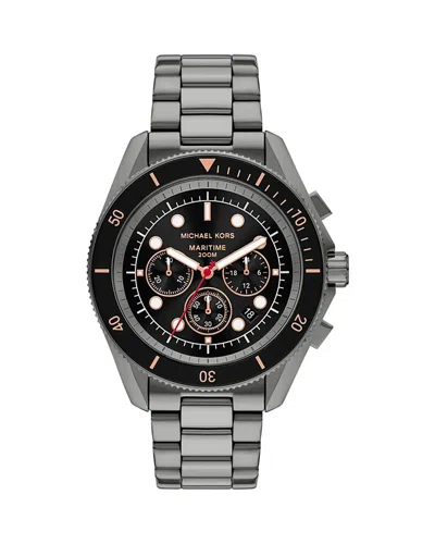 MICHAEL KORS MARITIME CHRONOGRAPH GUNMETAL STAINLESS STEEL WATCH, 45MM
