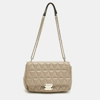MICHAEL KORS MICHEAL KORS BEIGE QUILTED LEATHER LARGE SLOAN SHOULDER BAG