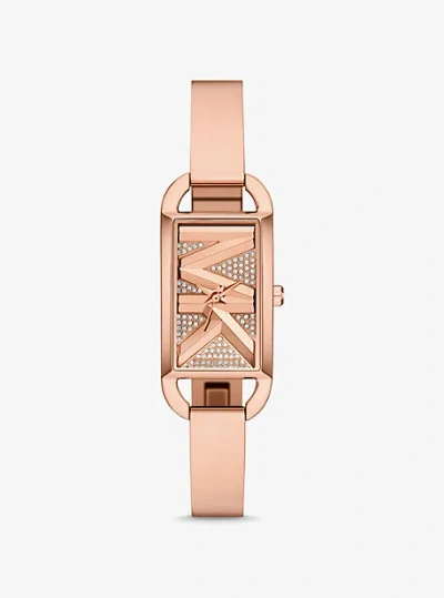 MICHAEL KORS MINI EMPIRE PAVÉ ROSE GOLD-TONE BANGLE WATCH