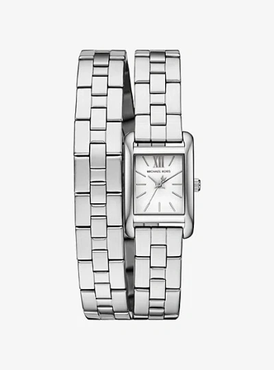 MICHAEL KORS MINI MONROE SILVER-TONE DOUBLE WRAP WATCH