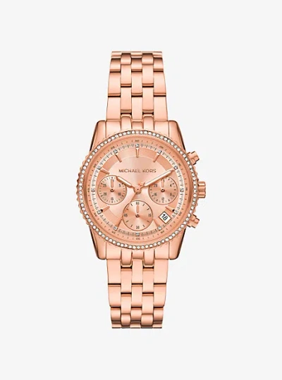 MICHAEL KORS MINI BRYANT PAVÉ ROSE GOLD-TONE WATCH