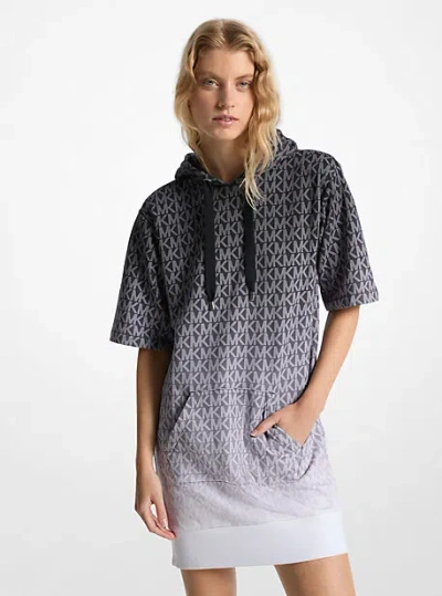 MICHAEL KORS OMBRÉ SIGNATURE LOGO COTTON TERRY HOODIE DRESS