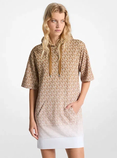 MICHAEL KORS OMBRÉ SIGNATURE LOGO COTTON TERRY HOODIE DRESS