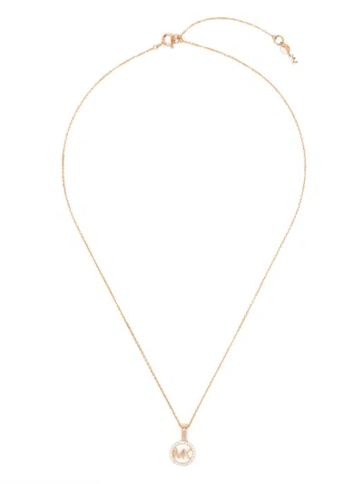 MICHAEL KORS PAVÉ LOGO-CHARM NECKLACE