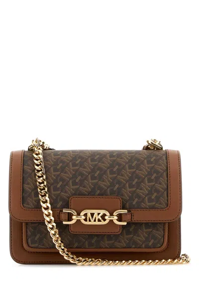 MICHAEL KORS PRINTED CANVAS AND LEATHER HEATHER SHOULDER BAG