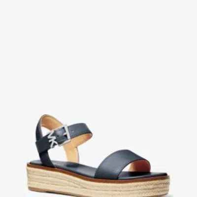 MICHAEL KORS RICHIE 40S2RIFPAL SANDAL WOMENS US 6 NAVY LEATHER ESPADRILLE FZP315